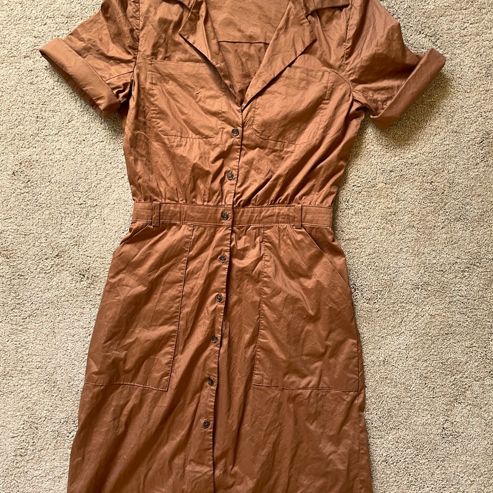 Elegant Brown Button-Up Dress